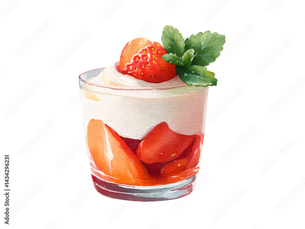 A glass of strawberry shortcake