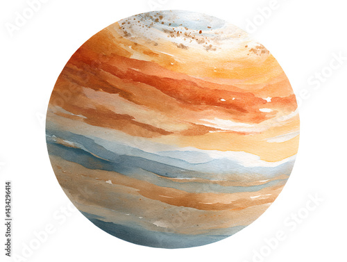 Obraz na płótnie A watercolor painting of a large planet with a blue and orange swirl w salonie