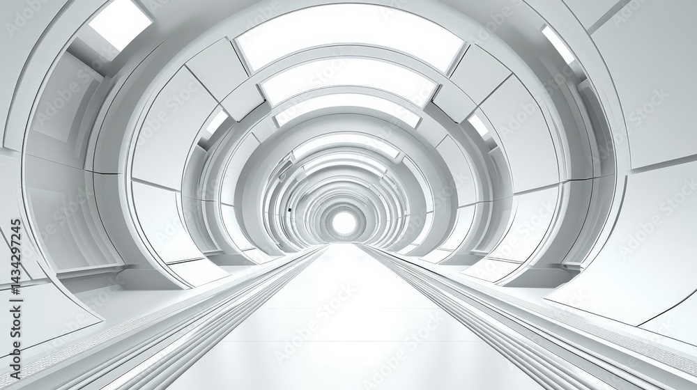 Obraz premium Futuristic White Corridor Interior Design