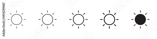 Brightness icons in black outline, solid and colored style
