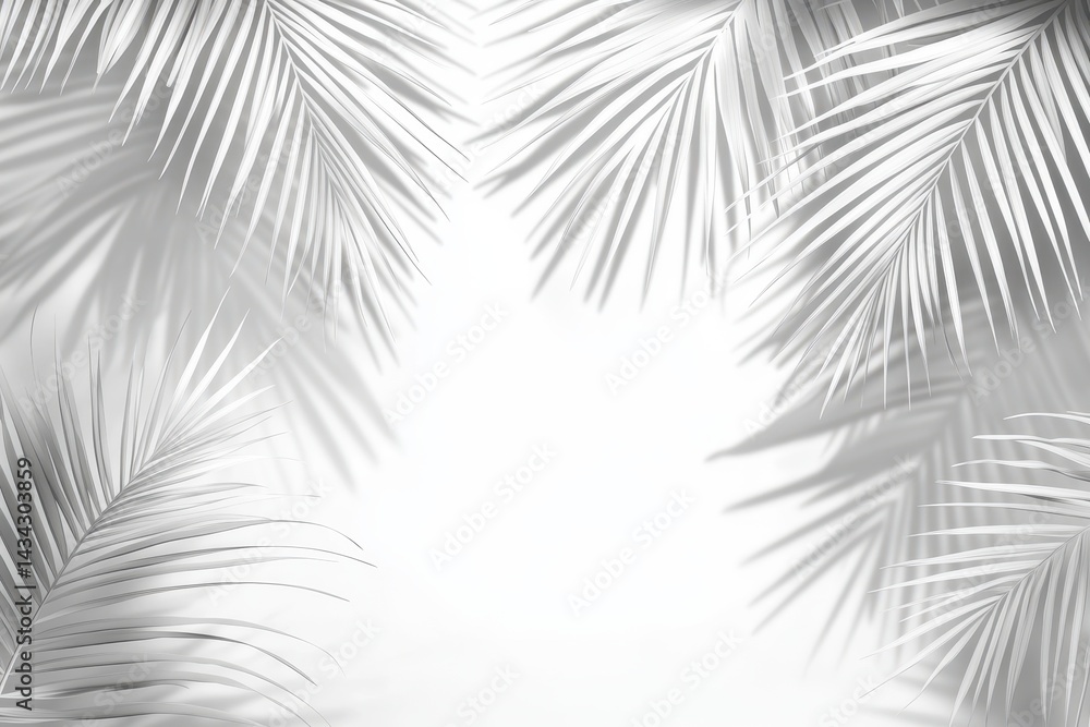 Obraz premium Palm leaves shadow frame on white background