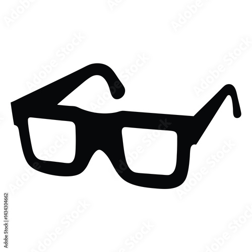 Black silhouette of square eyeglasses or glasses with thick frames, simple illustration