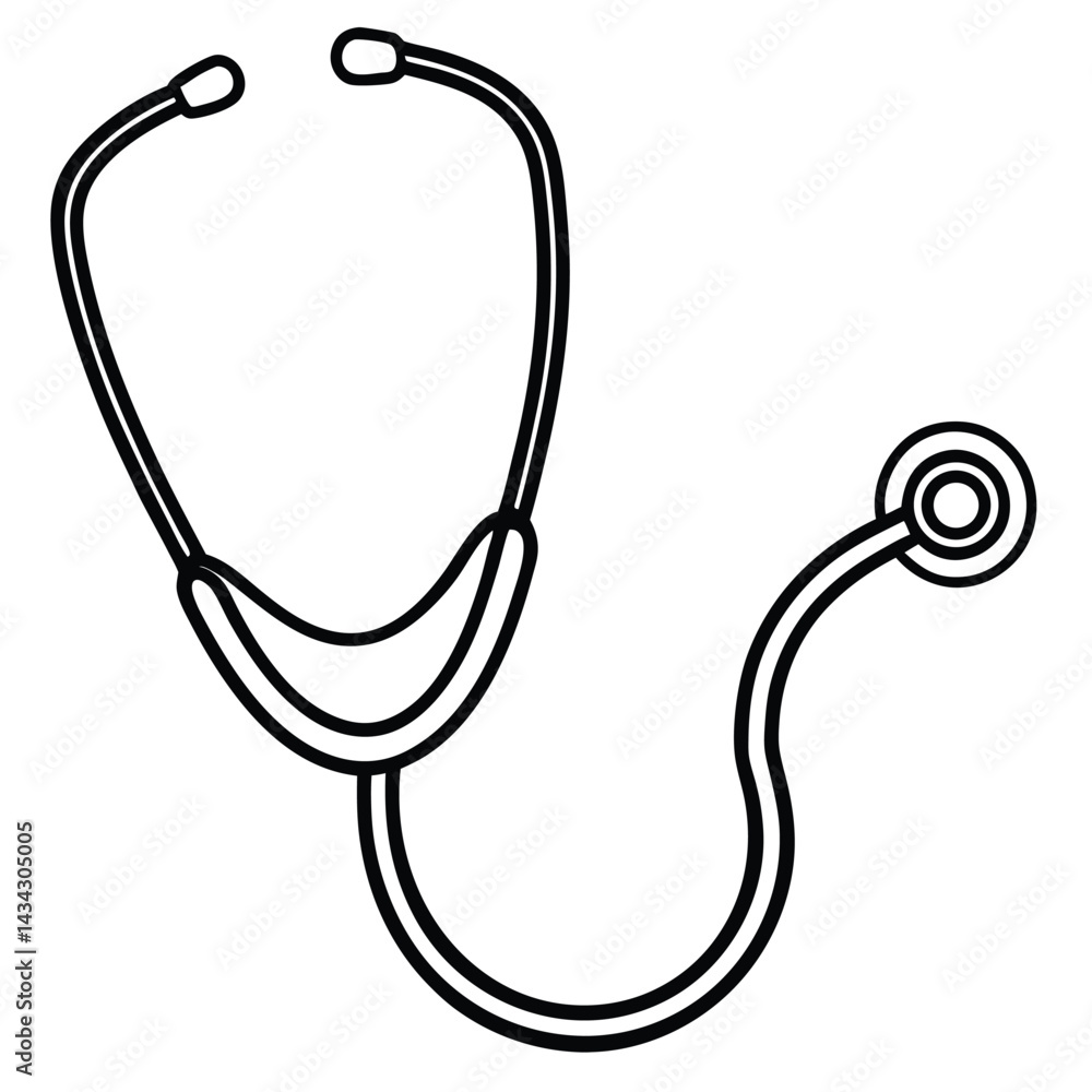 Stethoscope line art vector isolated on white background Stethoscope line art vector isolated on white background