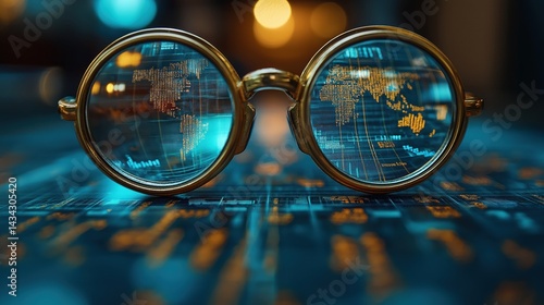 Financial insights revealed through magnified charts and data analysis in business performance management