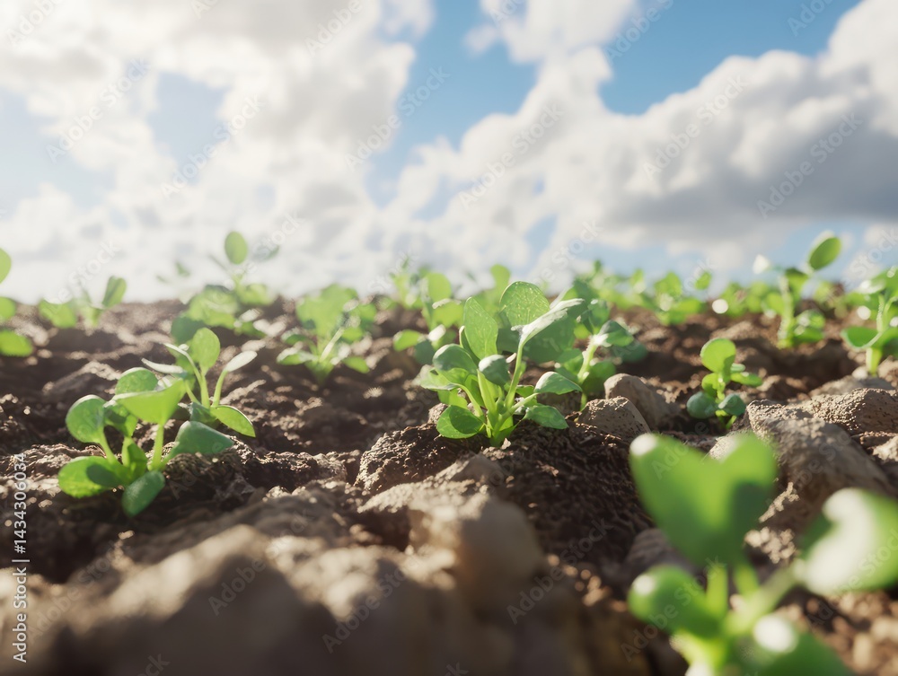 Emerging plants in soil Emerging plants in soil