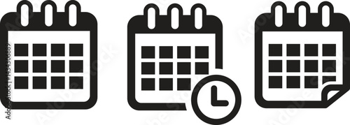 Calendar date icon set.  schedule Planner, Meeting deadlines, calendar planner icons for app, website, ui. reminder organizer event signs. business plan schedule. vector symbol vector, illustration