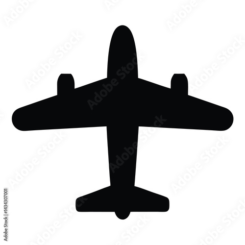 Silhouette of a classic airplane with engines on the wings viewed from above