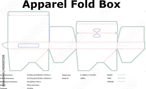 Apparel Fold Box Die Cut Template For Packaging Design And Manufacturing