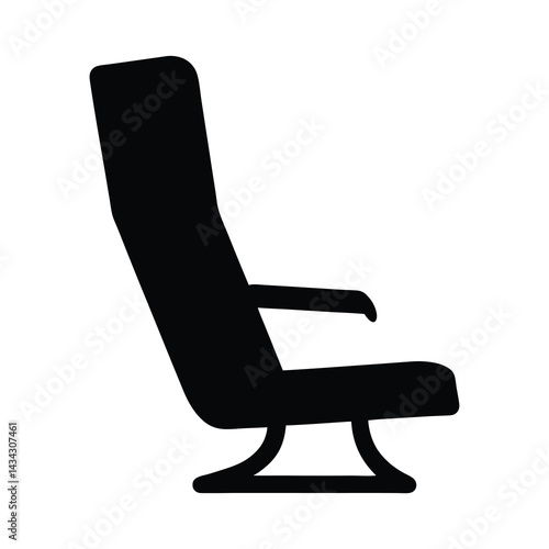 Silhouette of a stylish modern lounge chair with armrests and pedestal base