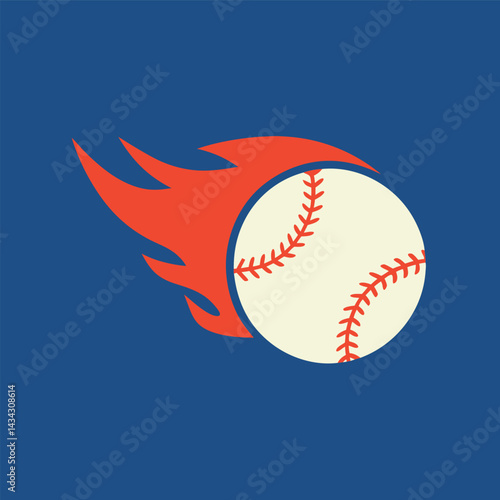 Flaming Baseball Icon Graphic Design