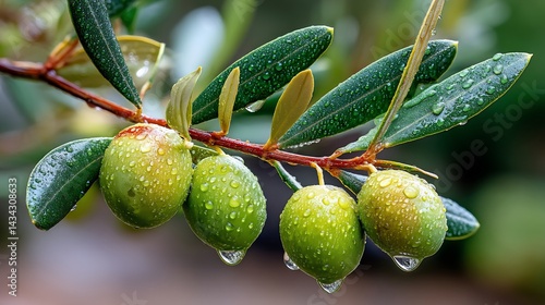 Wallpaper Mural Olive branch glistening after rain Torontodigital.ca