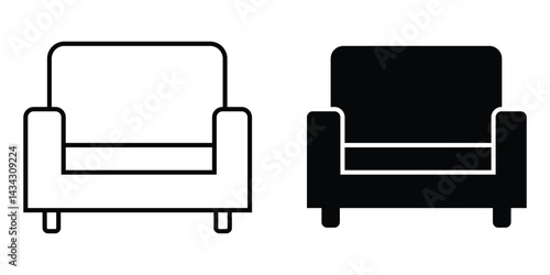 Soft line icon and silhouette icon vector on white background
