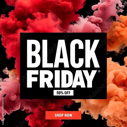 Black Friday banner featuring balloons and gifts. 