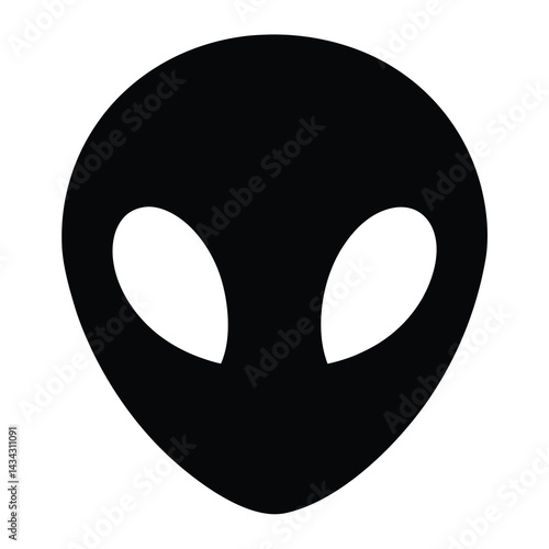Stylized extraterrestrial alien face silhouette with large eyes and cranial structure