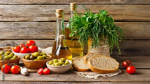 still life with fresh vegetables and fruits