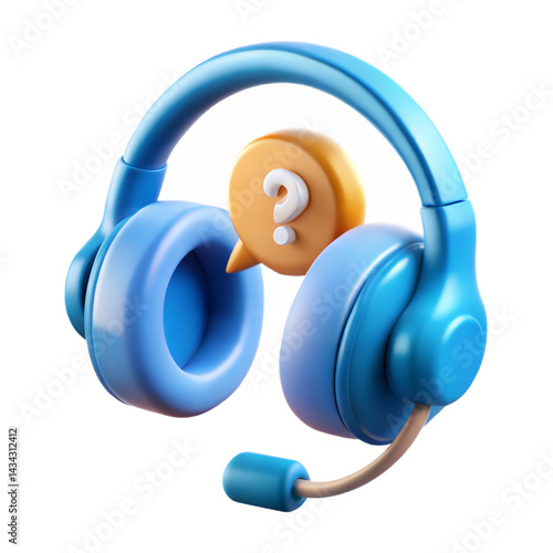 Blue Headset With Question Mark Represents Customer Support And Assistance