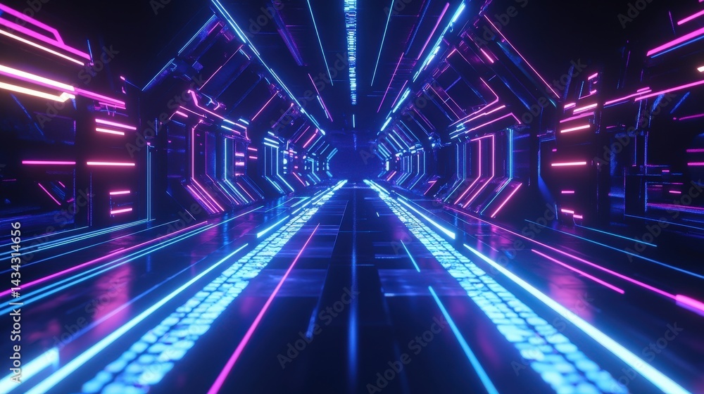 Futuristic Neon Tunnel Corridor Futuristic Neon Tunnel Corridor