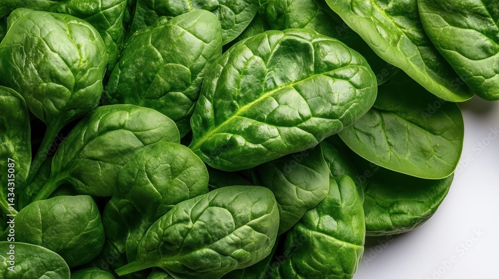 Nutritional benefits of spinach displayed with vibrant leaves and health icons on a clean background