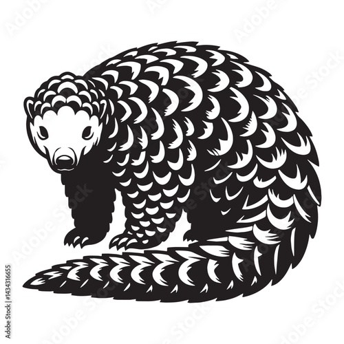 Balanced pangolin silhouette vector designed for cohesive menu and navigation assets – pangolin silhouette – pangolin vector – pangolin illustration – silhouette of pangolin

