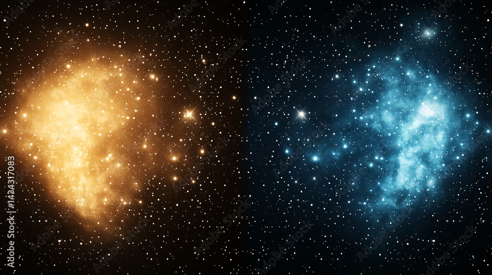 Fototapeta premium Golden and Blue Nebulae Space Cloud Cosmos Universe Stars Astrophysics Galaxy Exploration Celestial
