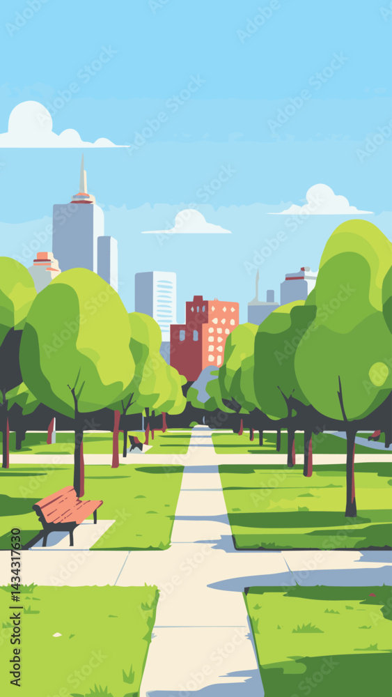 city park with trees