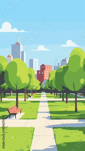 Obraz na płótnie city park with trees w salonie