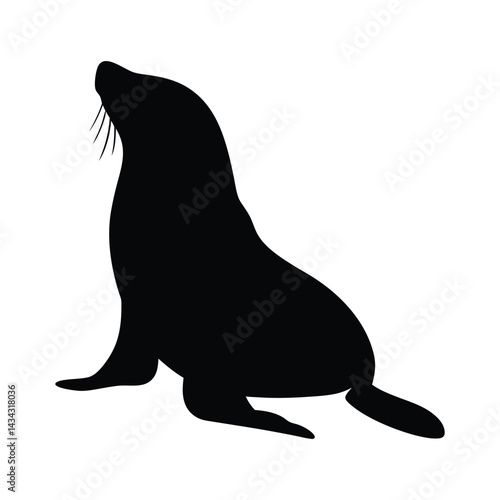 Silhouette of sea lion vector art illustration isolated on a clean white background