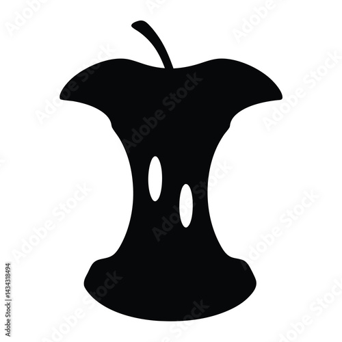 Silhouette of an apple core, suggesting consumption and the remnants of food