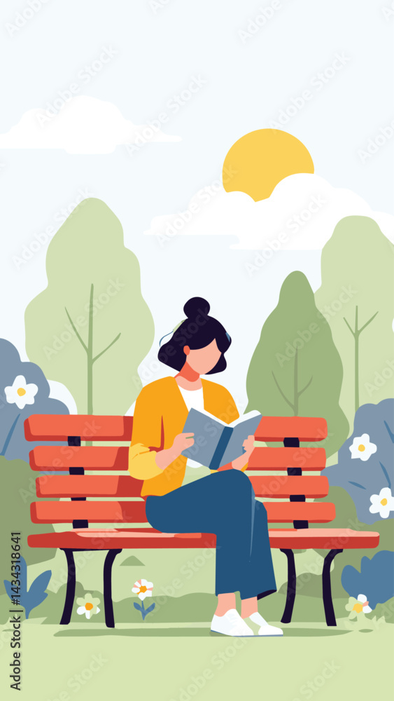 woman sitting on bench and reading book