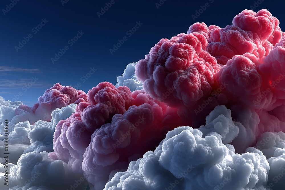 Dramatic pink clouds dominate the sky at dusk, creating a stunning natural display over the horizon