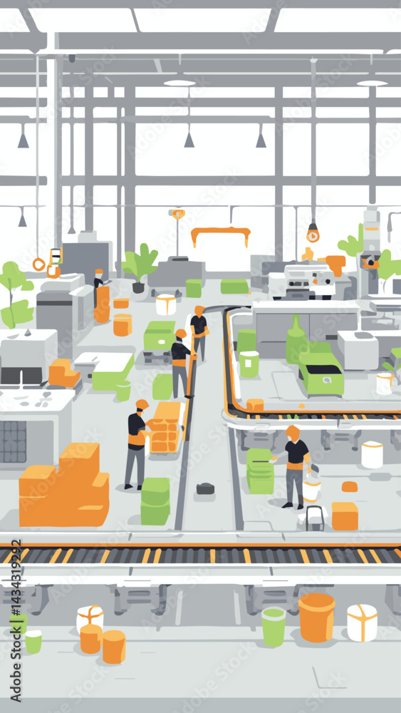 vector illustration of modern factory