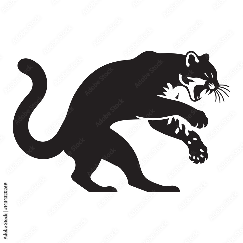 Obraz premium Precision-balanced ocelot silhouette vector ideal for sprite sheets and symbol libraries – ocelot silhouette – ocelot vector – ocelot illustration – silhouette of ocelot