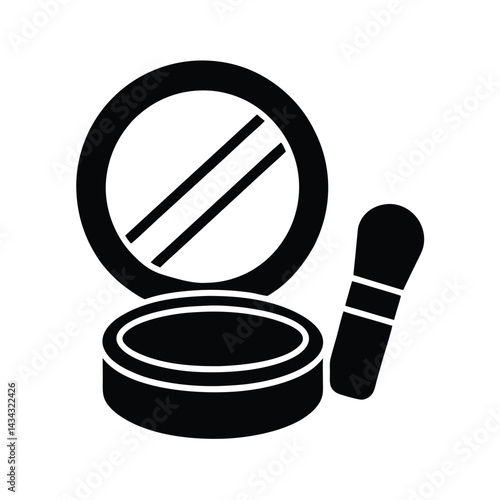 makeup setting powder puff stencil icon vector illustration