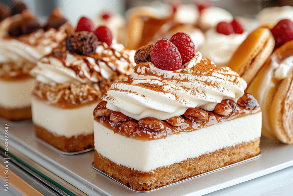 Charming French patisserie offering elegant cakes and macarons in a glass display case