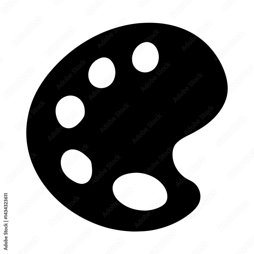 Fototapeta premium Classic artist's palette with paint wells in stark black and white