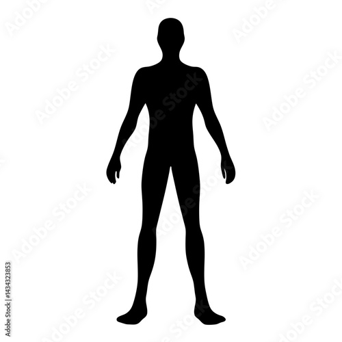 Silhouette of a Standing Human Figure with Arms Slightly Extended Outward
