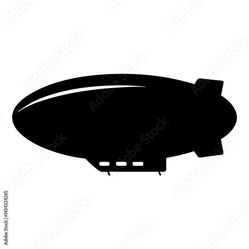 Black and White Silhouette of a Large Zeppelin Airship Flying High