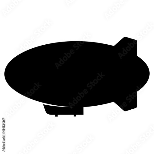 Black silhouette of a large blimp with gondola and fins illustration