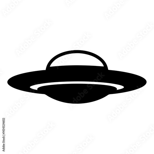 A sleek and simple black silhouette of an unidentified flying object