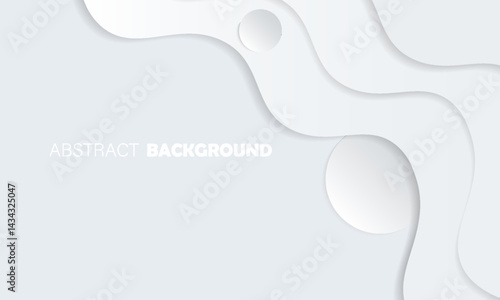 Abstract White and Gray Paper Cut Art with Curved Shapes and Shadows