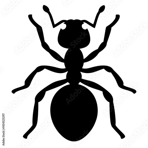 Silhouette of an ant insect highlighting its segmented body and antennae