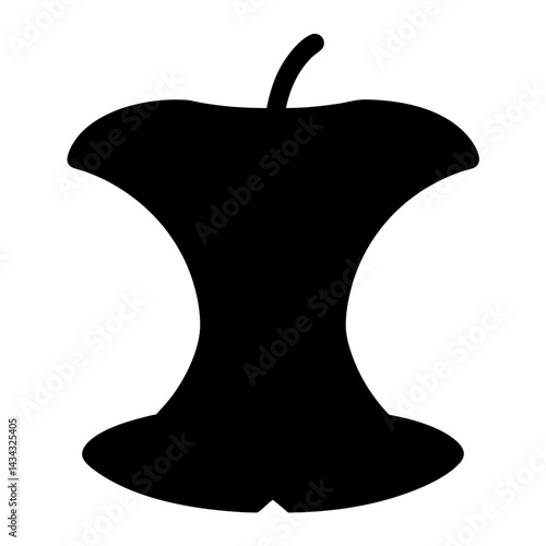 Apple core silhouette representing consumption, waste, and the end of a cycle