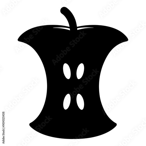 A Minimalist Depiction of an Apple Core Representing Consumption and Waste