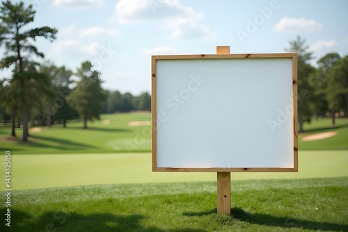 Empty Sponsorship Board Along the Golf Course Fairway