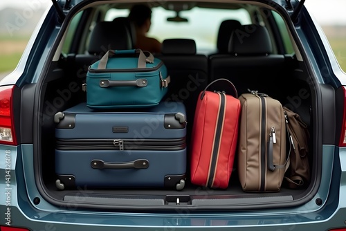 Wallpaper Mural Travel Adventure Begins with Suitcases and Backpacks in the Car Trunk Torontodigital.ca