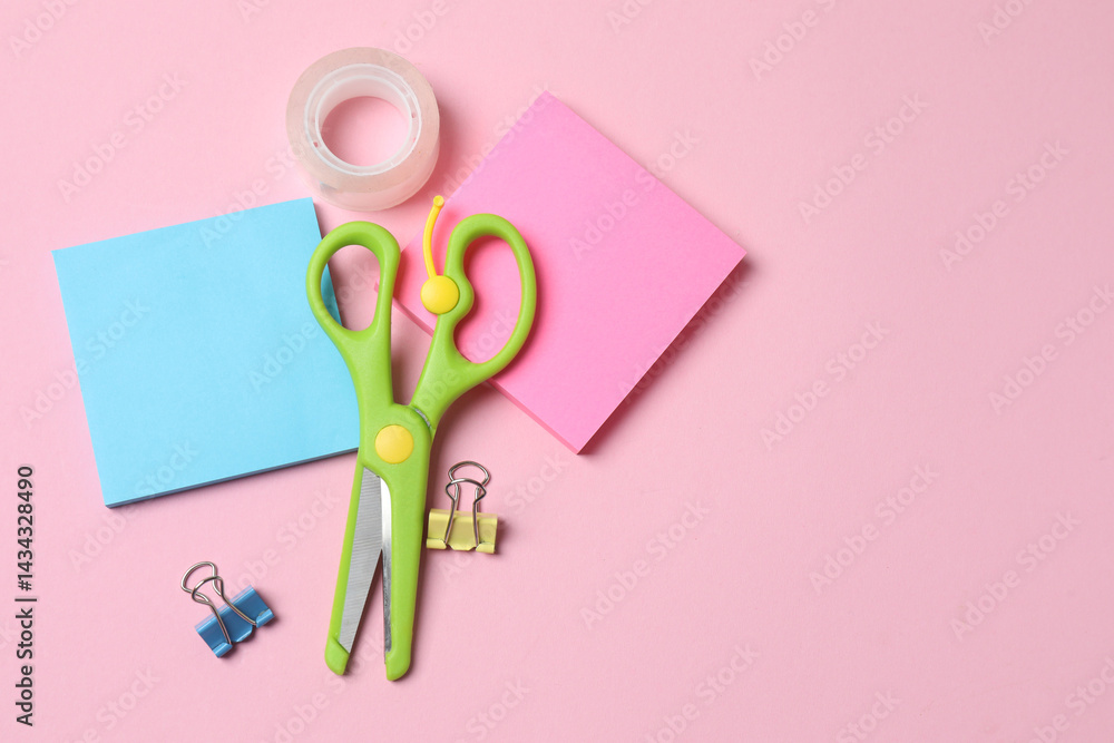 school notebook, pen, spiral notebook on the table. flat lay school notebook, pen, spiral notebook on the table. flat lay