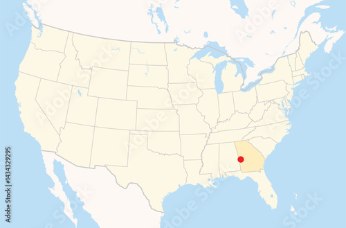 Location Map of the city Columbus in Georgia, USA. The state is marked orange and the city is highlighted with a red dot. No labels at all.