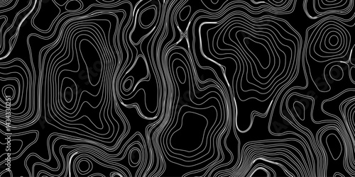 Generate a high-contrast black and white topographic map featuring detailed contour lines. The map should display various elevations using closely spaced, Topography and geography map grid abstract.