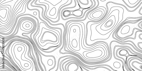 Generate a high-contrast black and white topographic map featuring detailed contour lines. The map should display various elevations using closely spaced, Topography and geography map grid abstract.