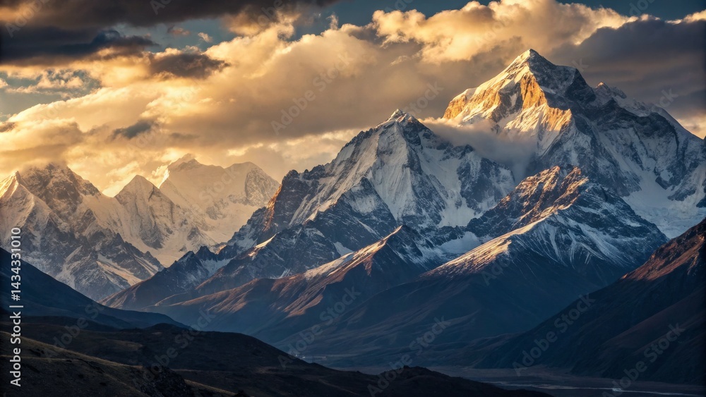 Obraz premium Layered Peaks A Majestic Landscape,Snow ,Mountain Range
